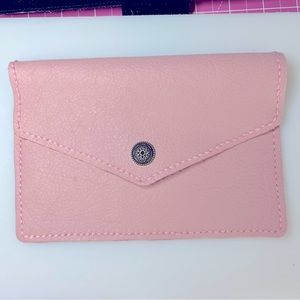 Handmade pink pebbled leather large envelope